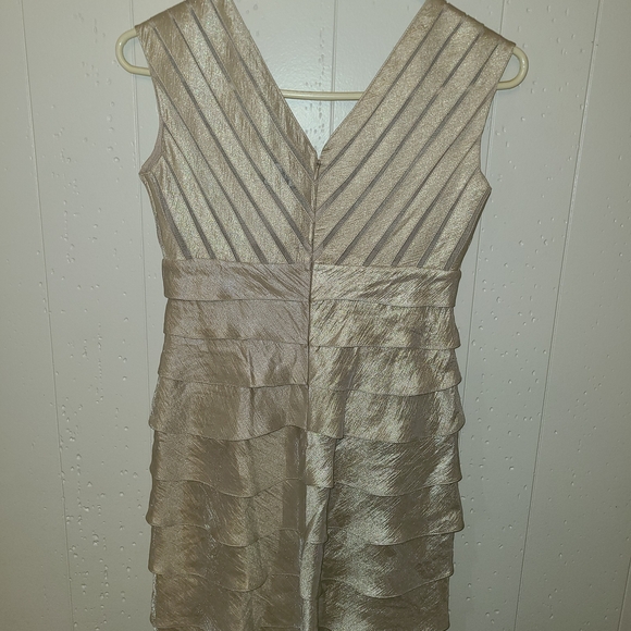 Adrianna Papell Gold Layered Midi Dress - Picture 2 of 3